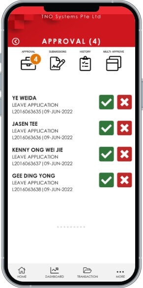 Globe3 Mobile App Approval Screen - Globe3 ERP