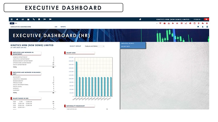 HRMS Executive Dashboard Screenshot - Globe3 ERP