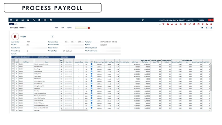 HRMS Process Payroll Screenshot - Globe3 ERP