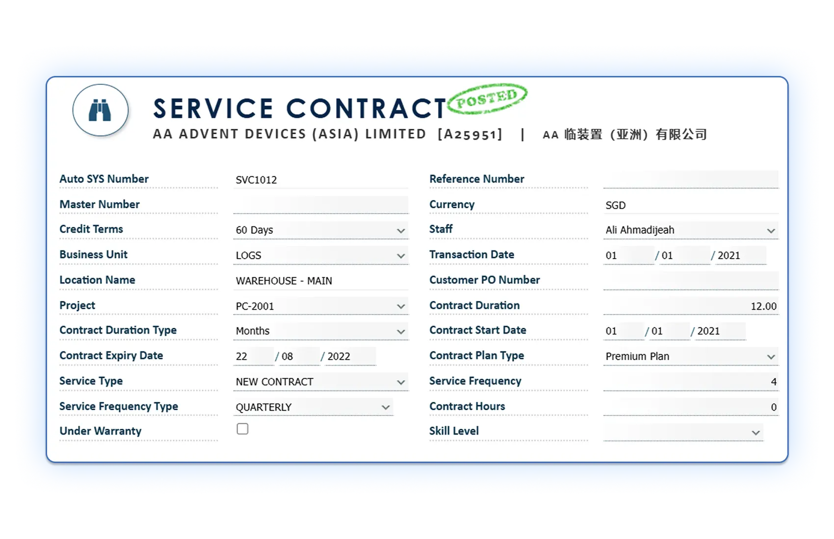 Service Contracts & Billing
