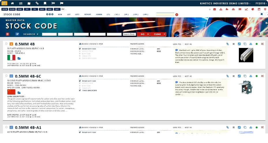 Globe3 System Master Data screenshot - Globe3 ERP